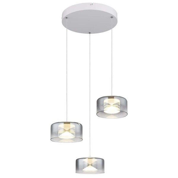 Led Pendelleuchte HäNgeleuchte Deckenleuchte Metall Glas Rauchfarben H 150 Cm-image