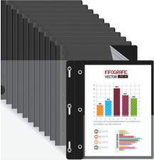 12 Pack Plastic Report Covers with 3-Prong Fasteners Clear Front Resume