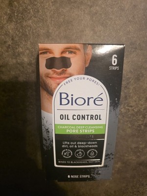 Bioré Men's Oil Control Charcoal Deep Cleansing Pore Strips 6 Count