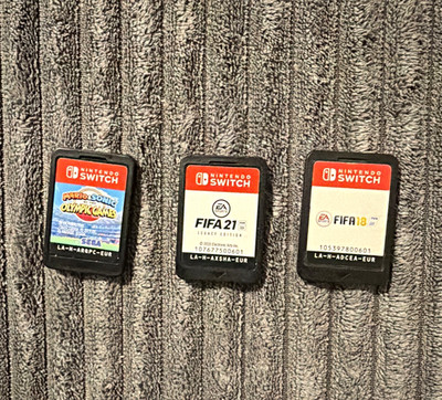 Nintendo 3x Spielkarten für Nintendo Switch: Mario u. Sonic, FIFA 21, FIFA 18