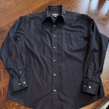 Eddie Bauer Classic Fit Black Cotton Dress Shirt L Wrinkle Resistant