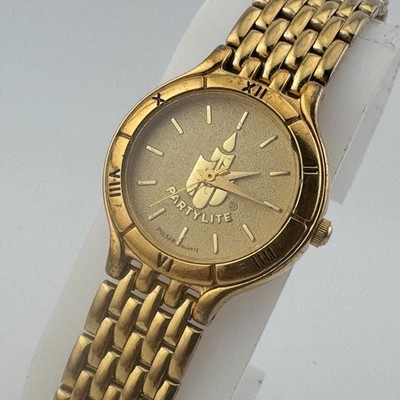 Pulsar Partylite Quartz Watch V401-1730 Women Gold Tone Japan Analog New Battery