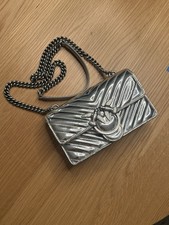Borsa Pinko Mini Love Argento Chevron