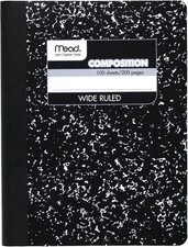 Mead Composition Notebook Wide Ruled Black Marble