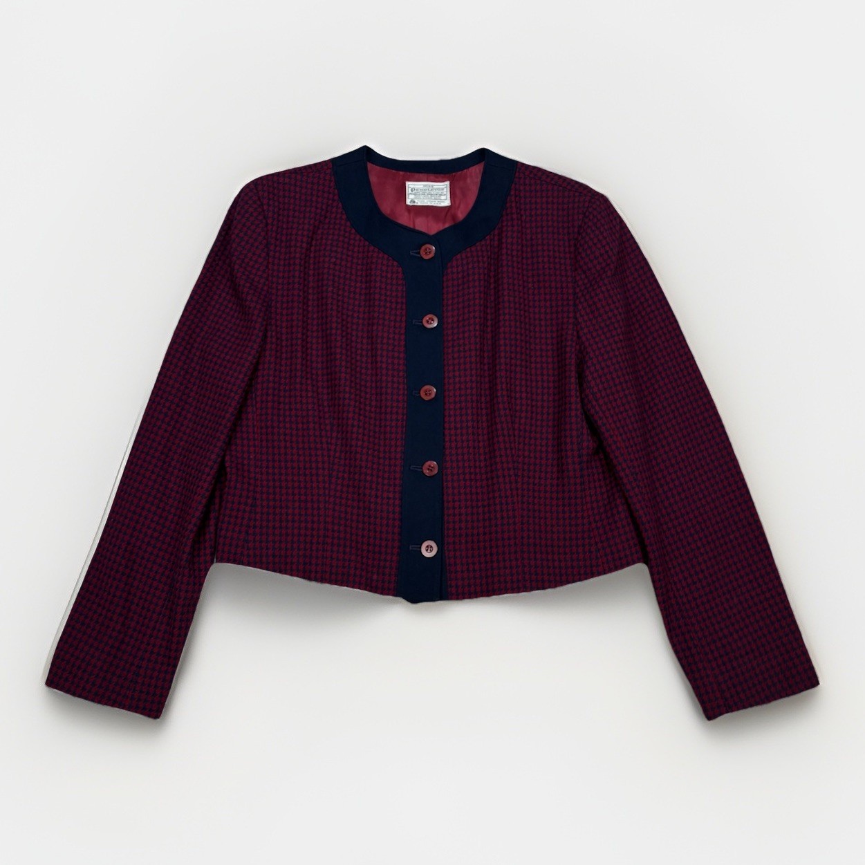Vintage Pendleton Cropped Wool Houndstooth Blazer… - image 1