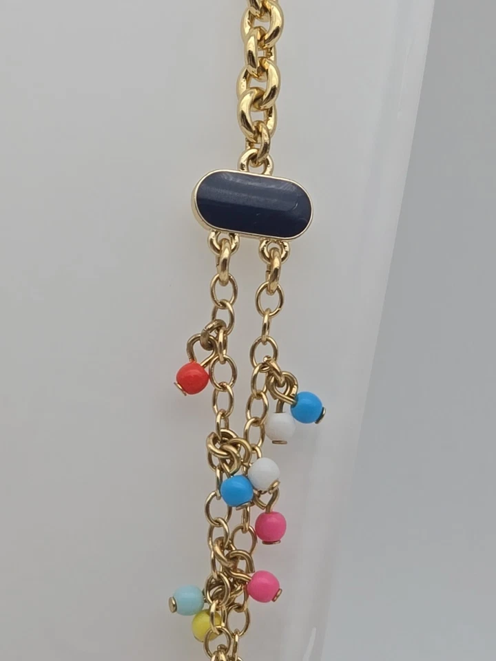 Talbots Festive Multicolored Double Stranded Long Gold Tone Necklace - Image 3 of 4