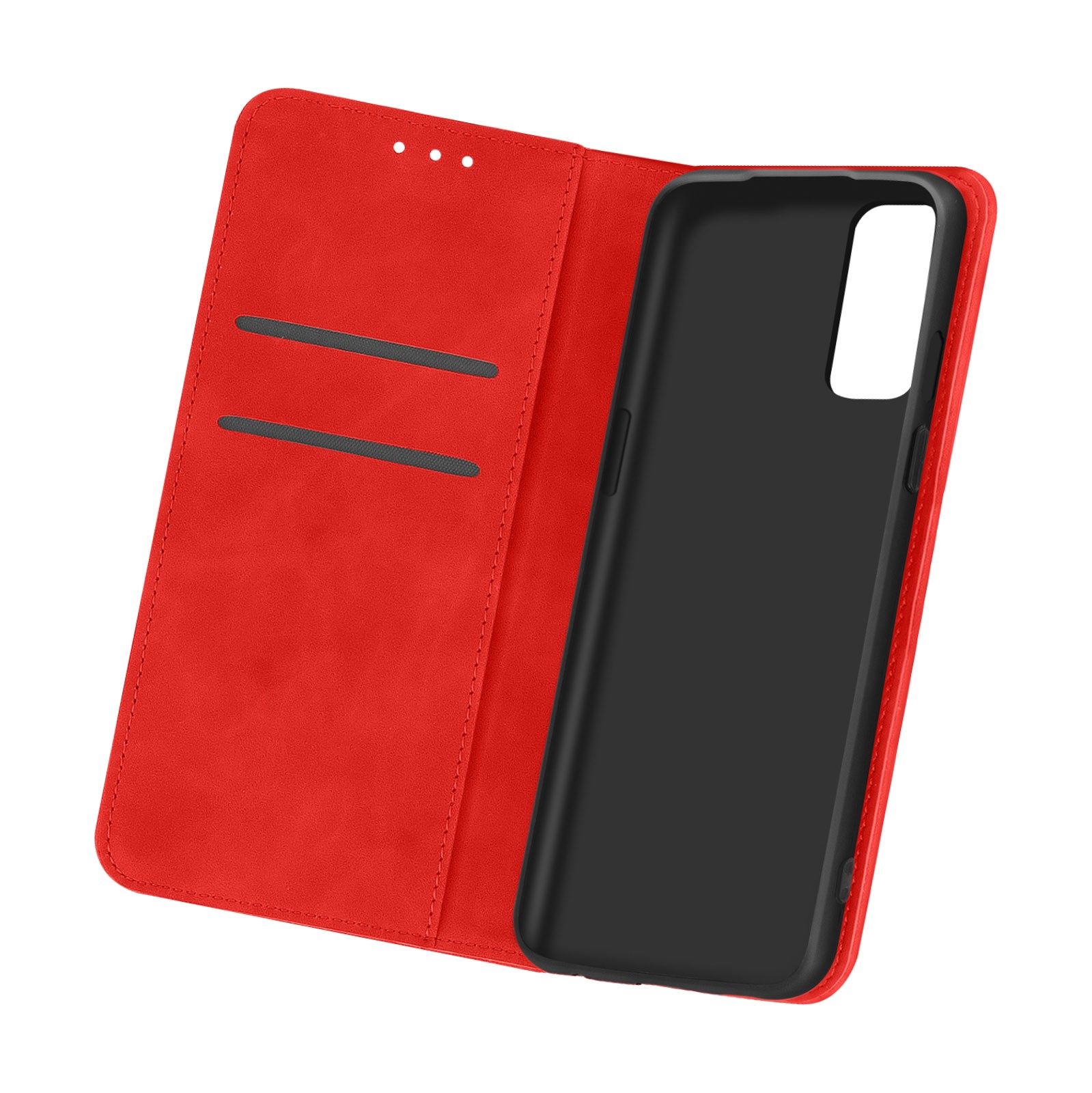 Housse Oneplus 9 rouge en cuir Vintage avec porte-cartes intégré
