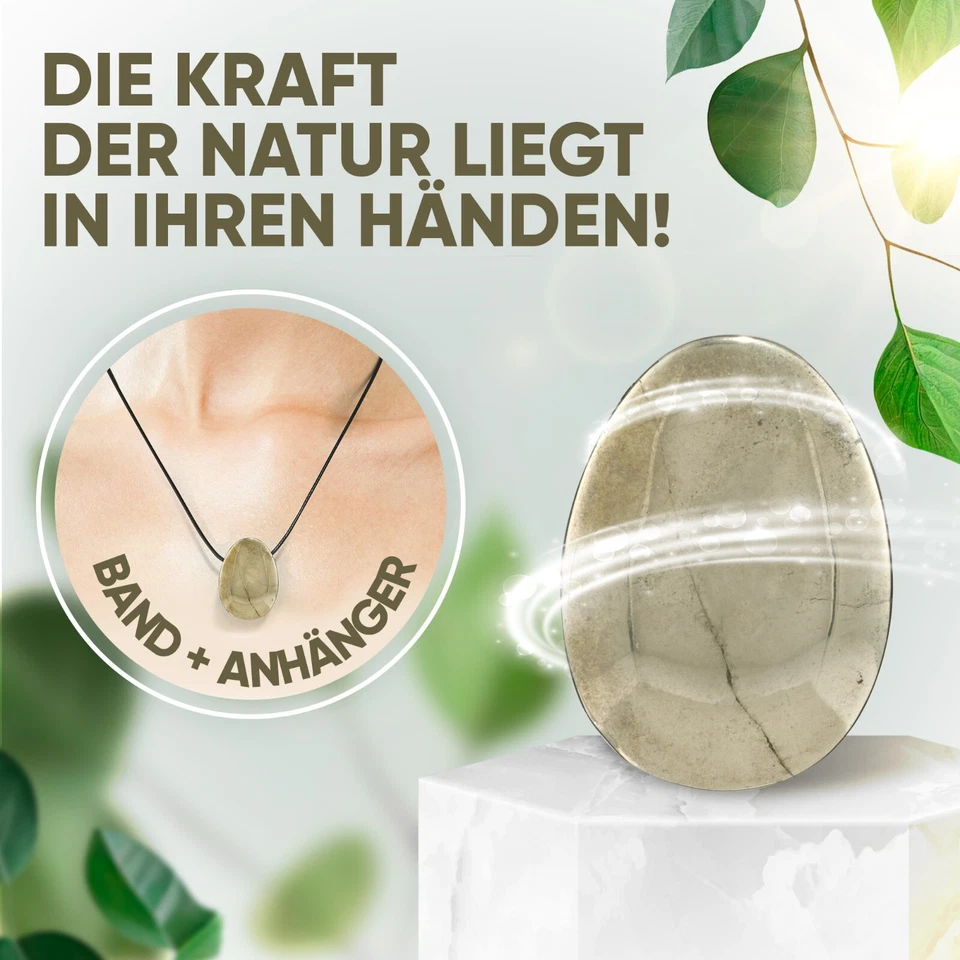 Pyrit Edelstein Anhänger | Kristall Kette mit Tropfen Anhänger - Bild 3 von 4