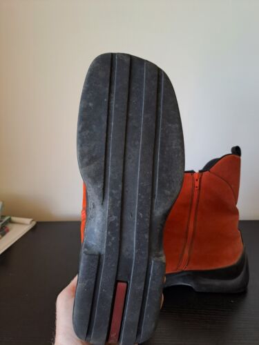 Prada Sport Boots Womens Size 6.5 Orange Mid Calf Zip Up Pull On Suede 1084 - Picture 11 of 15
