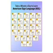 Magnet Me Up American Sign Language ASL Fridge Magnet, 8x5 Inches, Lavender