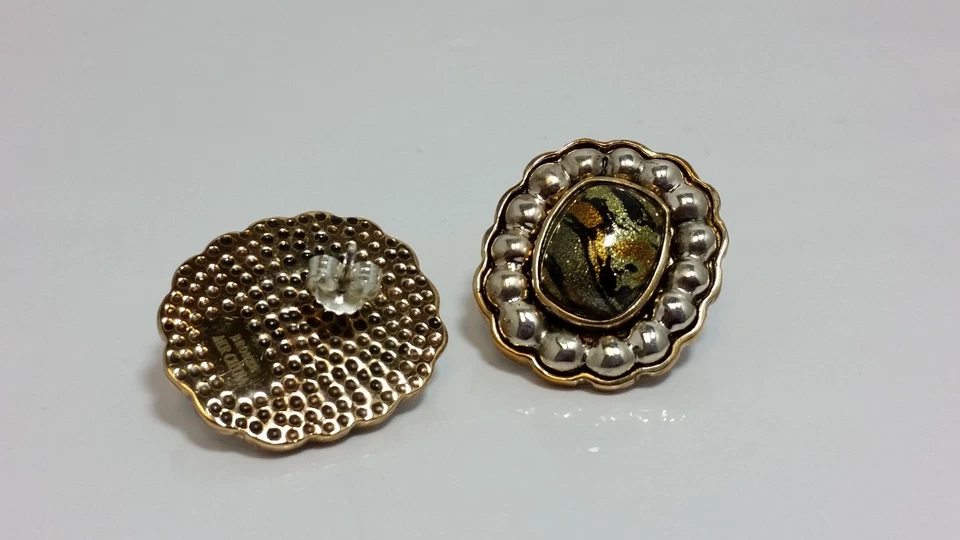 Pendientes Diseñador Amy Kahn Russell Ágata Recubierta Dos Tonos Bronce/Plata 925 Postes Foto 4 de 4