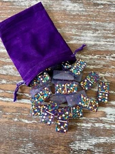 Dazzling Sparkle Glitter Resin Dominoes Game with Velvet Bag 28 pieces Glitter