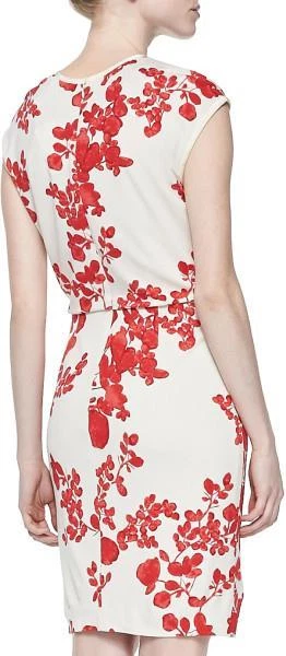 Abito Tory Burch Red Pepper IIssy Boquets stampa Lydie S L $375 nuovo con etichette M