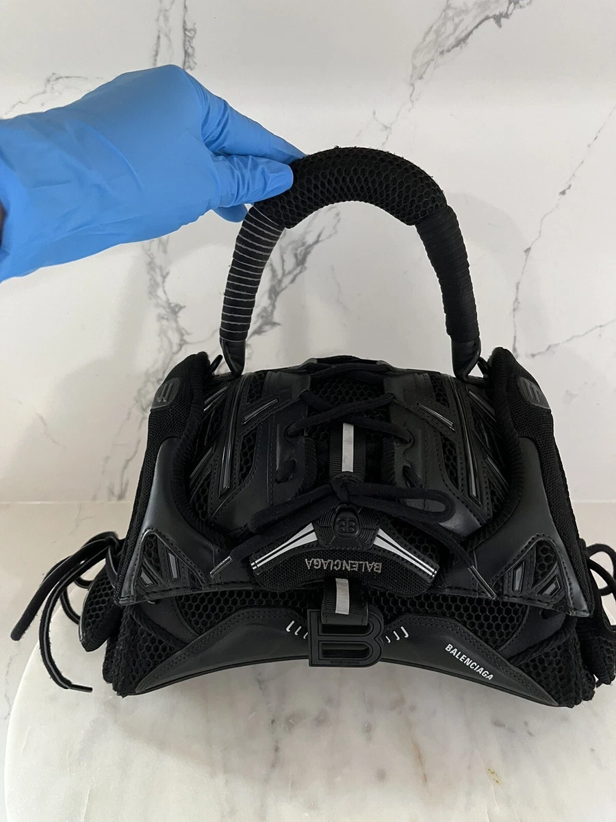 Balenciaga SneakerHead Top Handle Bag Mesh and Faux Leather Small Black