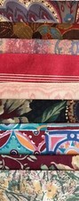 100g Vintage Fabric Scrap Bundle Sewing Remnants Red/Burgundy 9 Different Design