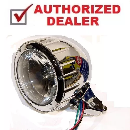 4 " CHROME BILLET ALUMINUM Bottom Mount Headlight Assembly H-4 Halogen Harley