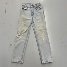 Vintage 90s Levis Jeans Slim Silver Gray Tab Denim Light Wash Pants Youth 24x22