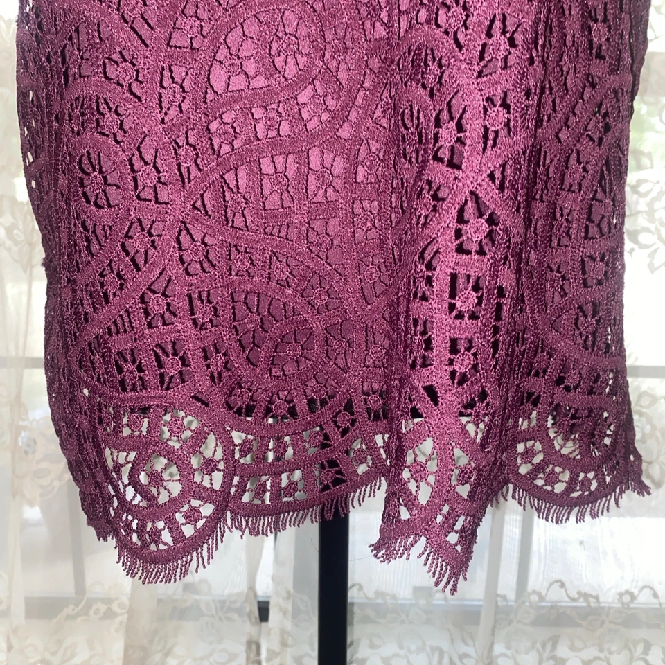 Camisa Philosophy Para Mujer Ciruela Encaje Manga Corta Talla Mediana Femenina Caprichosa Foto 3 de 4