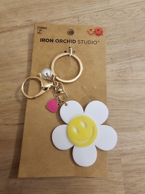 Iron Orchid Studio, Smiling Flower And Heart Keychain | eBay