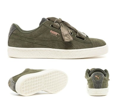puma suede heart olive