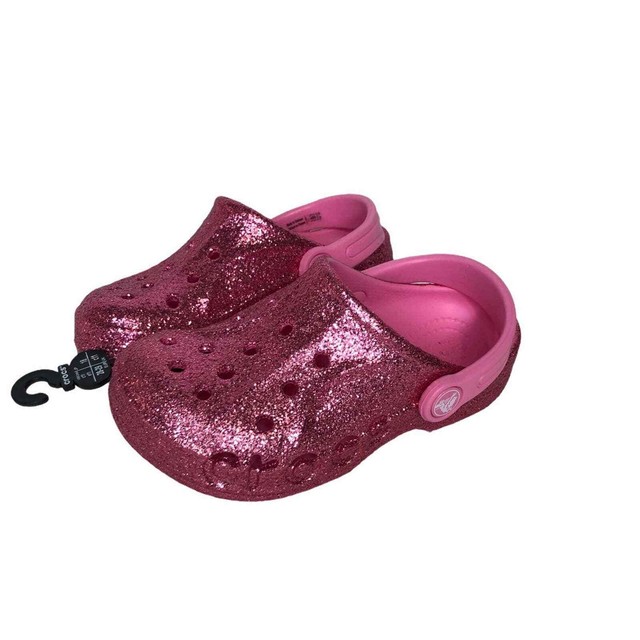 hot pink glitter crocs