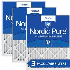Nordic Pure 20x24x1 19 1/2 x 23 7/16 x 3/4 Pleated MERV 12 Air Filters 3 Pack