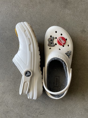 Unisex Crocs klassische weiße Clogs Schuhe mit Kunstfell Größe Kinder 2 - Bild 3 von 3