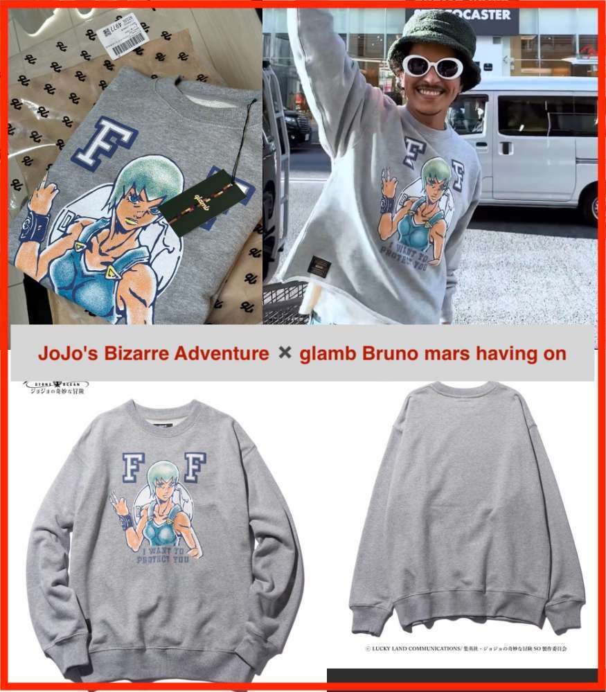 JoJo's Bizarre Adventure glamb Sweat Gray size M | eBay