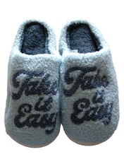 Slippers By Two Left Feet, Ladies Take It Eas Design, Size L/XL (9-10), Blue,New