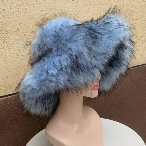 Invierno Mujeres Esponjoso Imitación Piel Cubo Sombrero Cálido Ala Ancha Sombreros de Pescador - Imagen 5 de 25