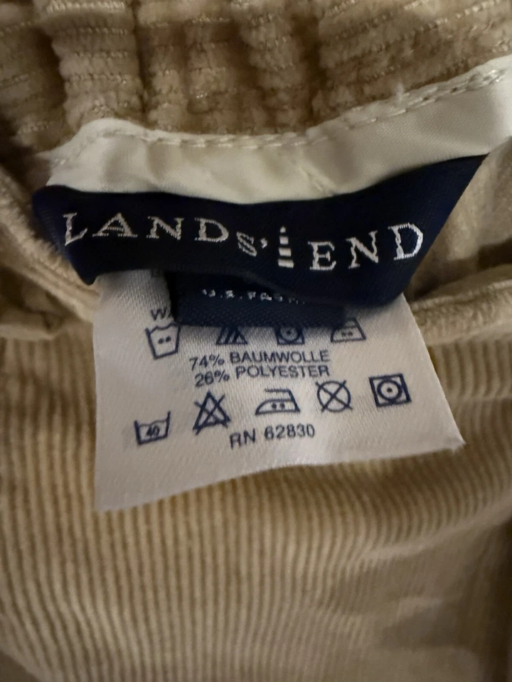 VTG? Lands End Corduroy Pants Womens Sz 14 Sandy  Brown Pull On Elastic Waist - Image 2 of 4
