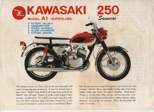 Kawasaki 250 model A1 Samurai - Road Bike 2 page Motorcycle Sales Brochure  NCS