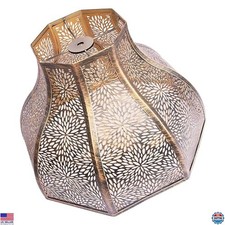 Large Bronze  Gold Metal Lamp Shade - Gothic Rustic 8-Petal Lotus, 5.32" Top