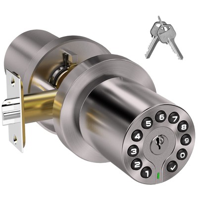 Keypad Door Knob with Key,Keyless Entry Door Lock, Code Locks Door Knob, Auto