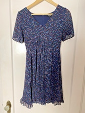Madewell Dress Womens 0 Navy Blue w/ Dots V-neck Short Sleeve Lightweight Short
