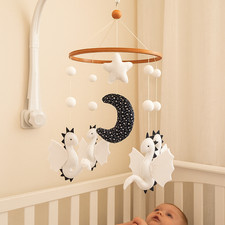 Dragon Baby Mobile Moon Felt Nursery Crib Neutral Baby Shower Gift Handmade