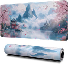 Cherry Blossom Watercolor Mouse Pad Abstract Big Mouse Pad 31.5x11.8 Inch Landsc