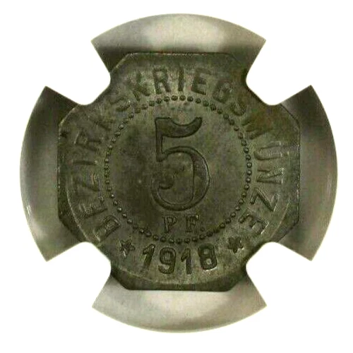 Germany 5 Pfennig 1918 NGC MS 61 UNC Iron City of Ellwangen Lamb-109.1 Notgeld