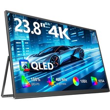 UPERFECT 4K 23.8" QLED Portable Monitor 400Nits 24" Large Gaming Monitor w/VESA
