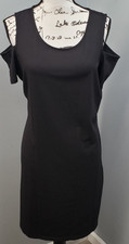 Michael Kors Bodycon Dress Womens Large Black Cold Shoulder Sleeve Scoop Neck