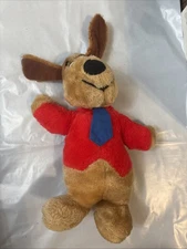 Vintage Dan Brechner Plush Hound Dog Red Shirt Blue Tie Stuffed Animal Toy 1970s
