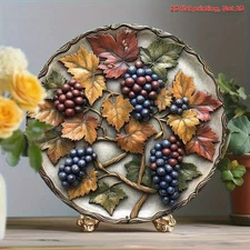 2D Flat, 1pc Autumn-Themed Aluminum Wall Art with Leaves & Berries - Reusable 2D