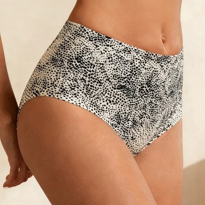 Leopard print high-waisted women's underwear - floral ice silk seamless high
