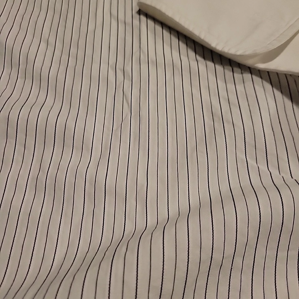 Camisa Paul Fredrick 2 Capas Algodón Hombre 17.5 38 Blanco/Negro Rayas Puño Francés Foto 2 de 4