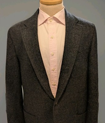 Martin Dingman Upland Shooting Jacket 44L Gray Wool Flannel Elbow Patches