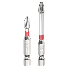 2pcs PH2 Phillips Screwdrivers Bit 1/4" Hex Shank 2+2.6" Long Magnetic Red