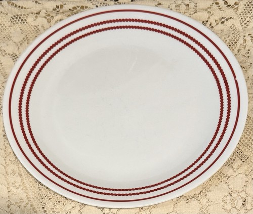 4 Pl Set 12 Pc Corelle RUBY RED Stripes 10 1/4” Dinner Plates, Bowls, Desserts - Picture 5 of 16