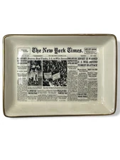The New York Times 7.5"x5.5" Braves Beat Yanks Commemorative Ceramic Plate