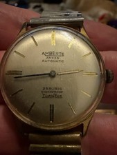 Vintage Amberte Anker Automatic 25 Rubis Gold Tone Dress Watch 34mm German Era