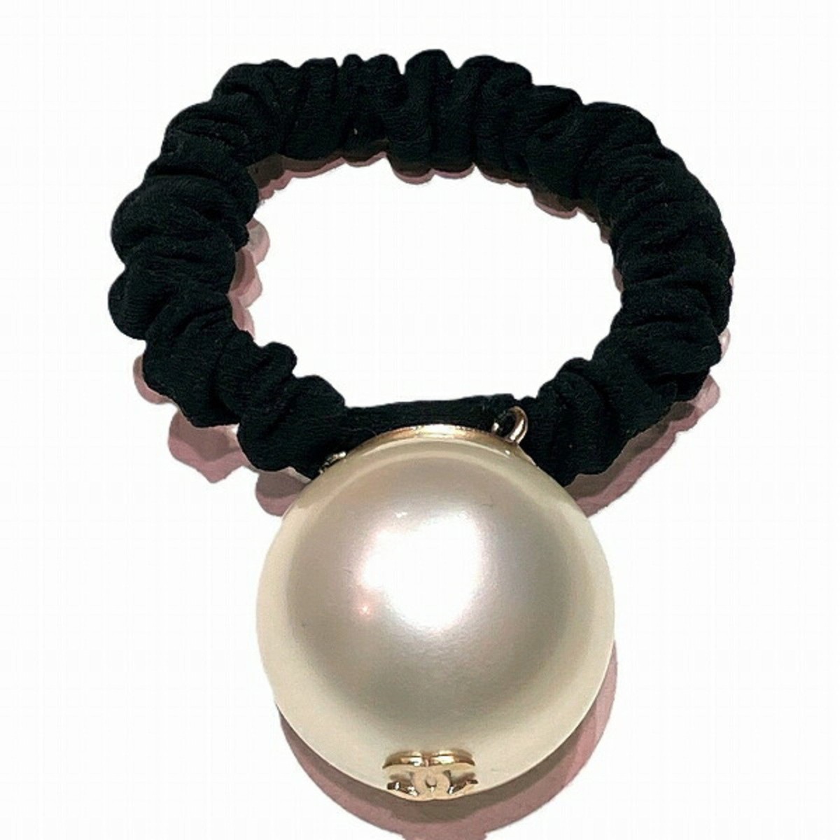 CHANEL hair tie　 シャネルヘアゴム　CHANEL　hair CHANEL 16V BLACK elasticized Chanel hair tie Pearl Gold CC